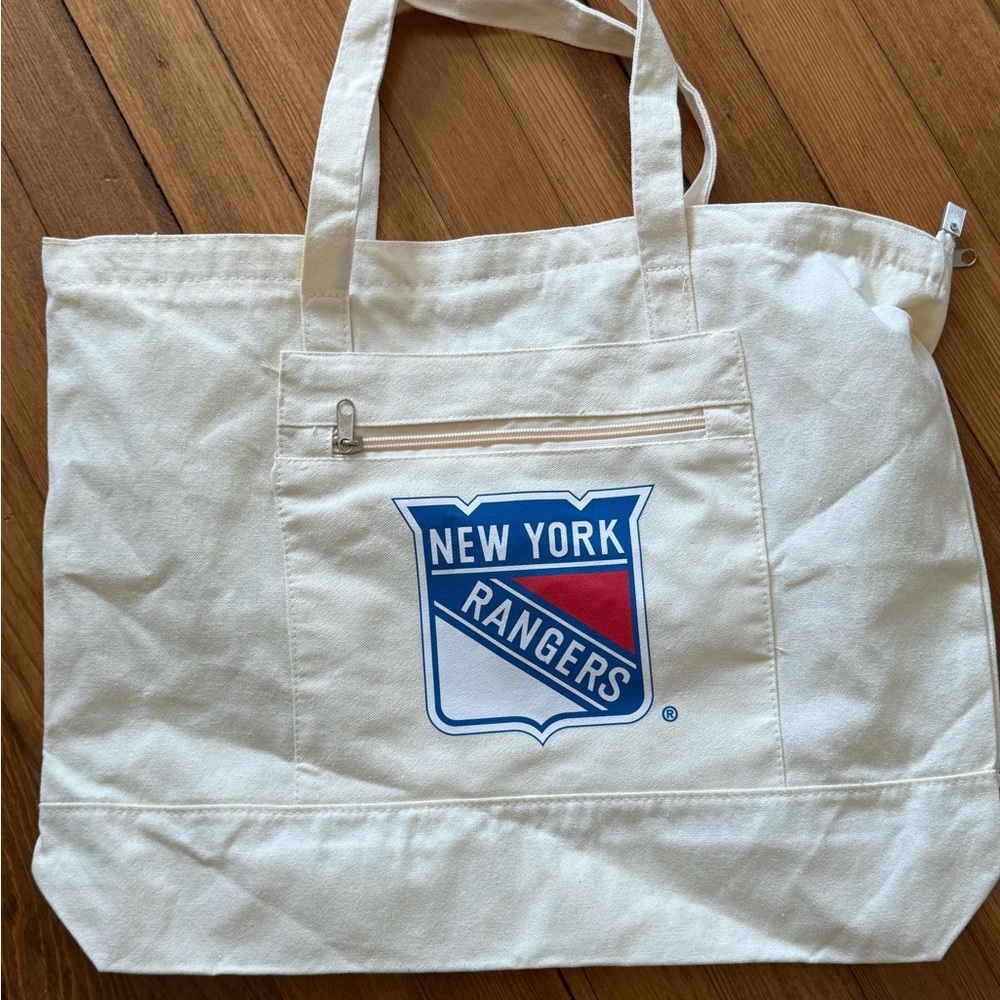 White New York Rangers Tote Bag